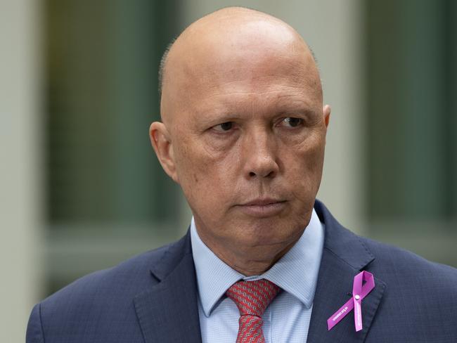 CANBERRA, AUSTRALIA - NewsWire Photos FEBRUARY 8, 2023: Opposition leader Peter Dutton during a press conference at Parliament House in Canberra.Picture: NCA NewsWire / Gary Ramage