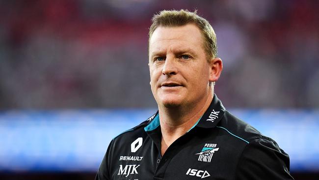 Port Adelaide assistant coach Michael Voss has been identified as a potential target of both Carlton and North Melbourne for a second senior coaching job. Picture: Daniel Kalisz/Getty Images