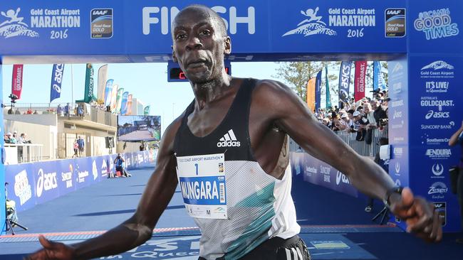 Gold Coast Marathon champions Kenneth Mungara of Kenya. Photo: Glenn Hampson