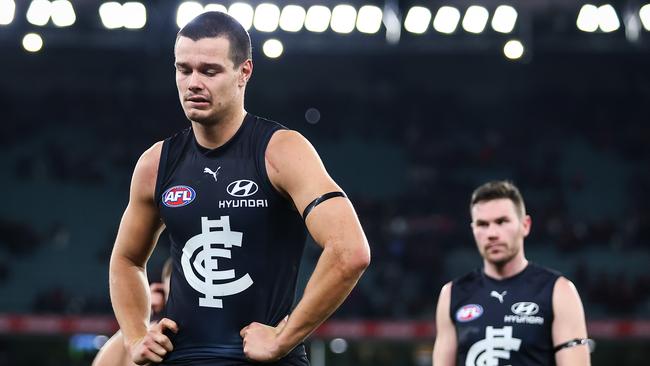 Jack Silvagni will miss the 2024 season with a knee injury. (Photo by Dylan Burns/AFL Photos via Getty Images)