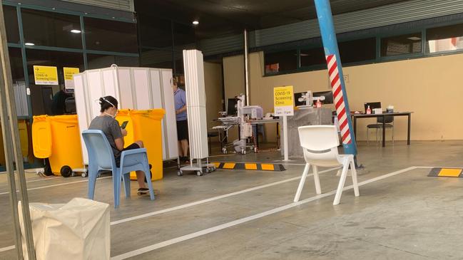 Logan Hospital’s outdoor Coronavirus testing clinic.