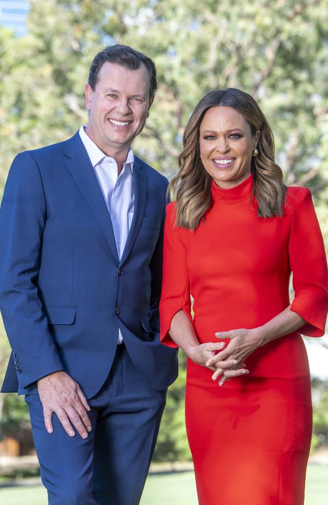 ‘He was an ally from the start.’ Angela Cox, right, with her Seven colleague, Mark Ferguson. Picture: News Corp Australia