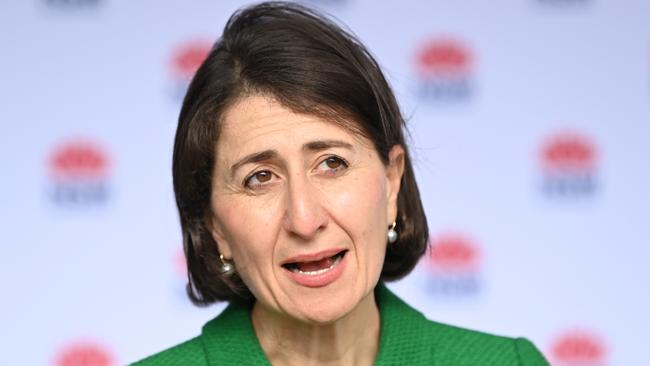 NSW Premier Gladys Berejiklian delivers the Covid numbers. Picture: NCA NewsWire / Jeremy Piper