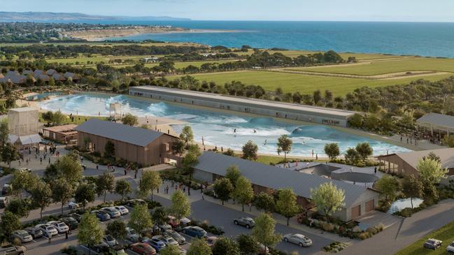 South Australia’s picturesque Fleurieu Peninsula will soon be home to a world-class surf park and tourism destination, with plans for ‘The Break Surf & Stay’ unveiled. Picture: Supplied