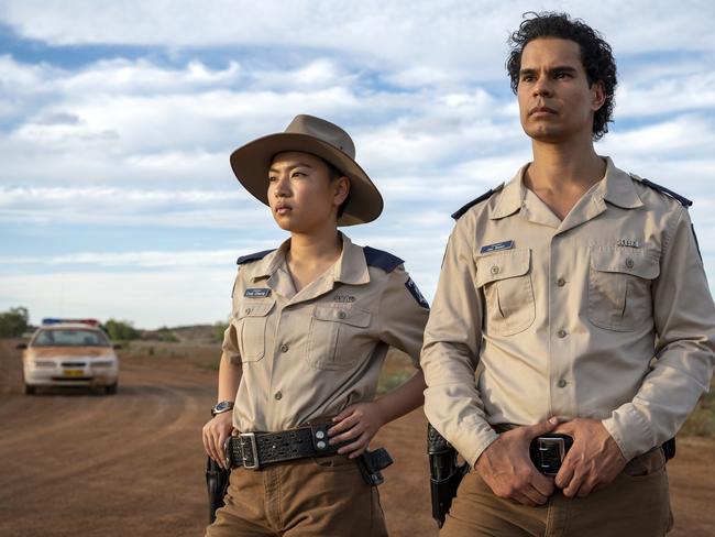 Grace Chow as Cindy & Mark Coles Smith as Jay Swan, Mystery Road Origin - Photograph by David Dare Parker