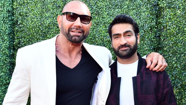 Stuber co-stars Dave Bautista (L) and Kumail Nanjiani at the 2019 MTV Movie and TV Awards in LA last month. Picture: Emma McIntyre/Getty Images for MTV