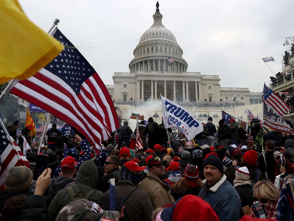 Protesters gather outside the U.S. Capitol Building. Picture: Getty