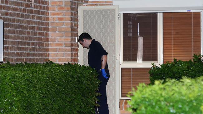 Police at the home which was shot at on Wednesday night. Pics: Bill Hearne