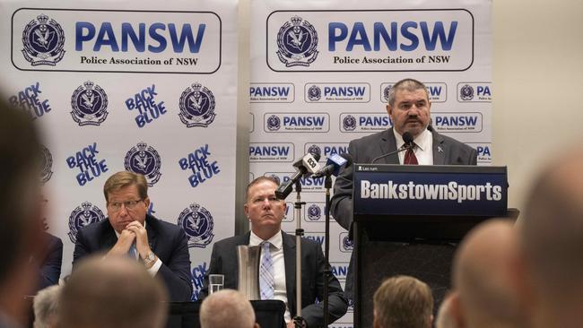 NSW Police Association President Tony King, right, at the NSW Police union’s conference earlier this year. Picture: AAP