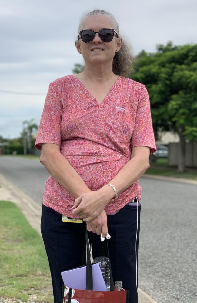 Labor 'true believer' Deborah Green talked politics near the Mackay Central polling booth. Mrs Green is rusted on to her party, voting for Labor even as her electorate turned a deep shade of blue in 2019. She's hoping for a massive swing in May to turn Dawson red. Picture: Duncan Evans