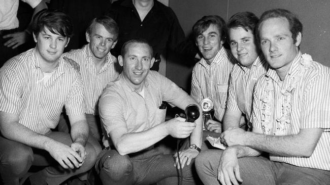 American pop group The Beach Boys pictured at Mascot Airport in January 1964, on a tour organised by Miller.