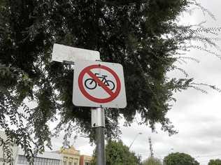 NO GO ZONE: A no bikes allowed sign on Prince St, Grafton. Picture: Jarrard Potter