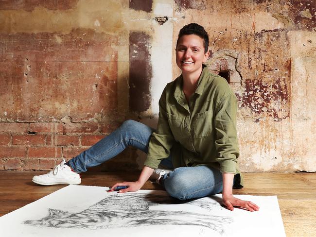 Visit artist Lucienne Rickard at work on her Extinction Studies series at the Tasmanian Museum and Art Gallery, now open again. Picture: NIKKI DAVIS-JONES