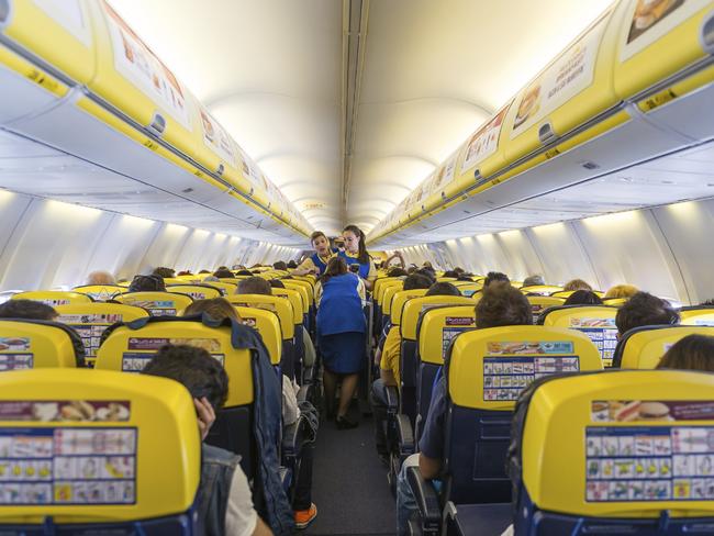 Inside a Ryanair plane on a quieter day.