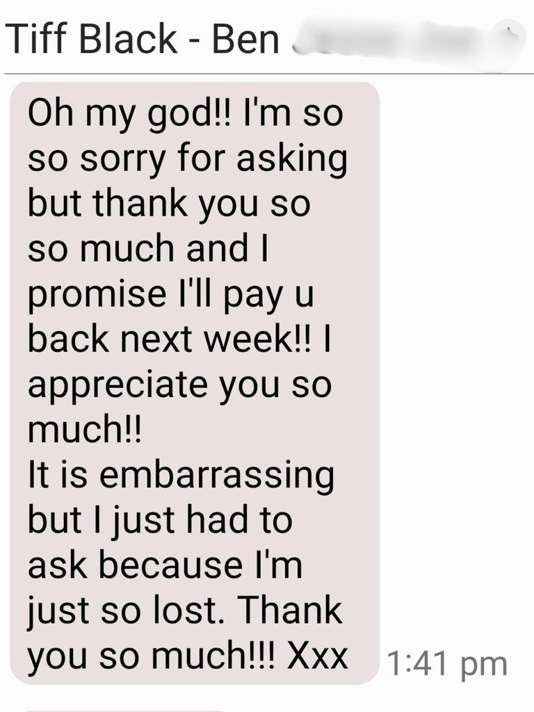 She also sent the money. Picture: Supplied