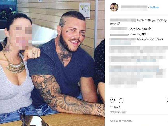 Last March, Geppert (above, with a family member) posted that he was ‘fresh outta jail looking fresh’.