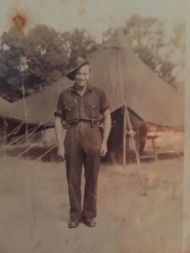 “Our dad, Charles Harold James aged 18 years. He served in the 52AAA searchlight Battery unit at Merauke in New Guinea during WWII, as a Gunner. Returned home to be a wonderful family man to six children and passed away in 2005.” Picture: Supplied by Sandra Page
