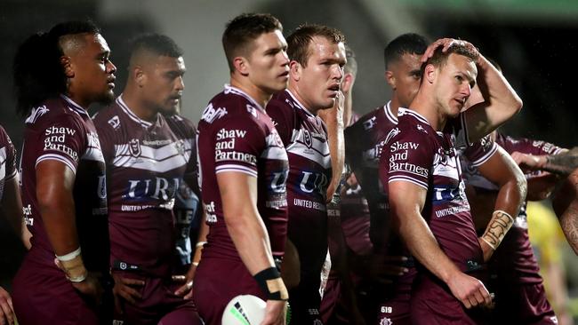 SYDNEY, AUSTRALIA – AUGUST 07: Daly Cherry-Evans of the Sea Eagles looks on dejected during the round 13 NRL match between the Manly Sea Eagles and the New Zealand Warriors at Lottoland on August 07, 2020 in Sydney, Australia. (Photo by Cameron Spencer/Getty Images)