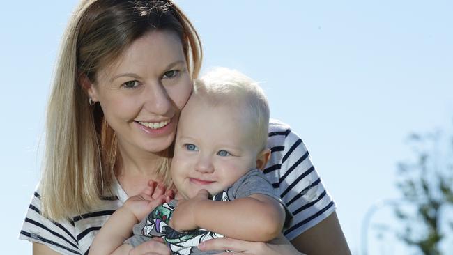 Brooke McLean enjoys a cuddle with son Alex, 16 months, who was born two months premature. Picture: Tim Clapin