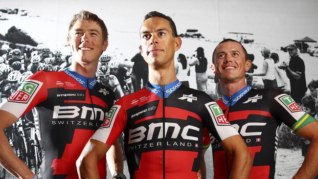 Rohan Dennis, Richie Porte and Simon Gerrans from BMC. Picture: Sarah Reed