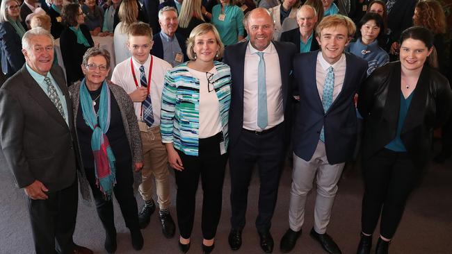 Family AFFAIR: Zali Steggall with her family at a luncheon after delivering her maiden speech. Picture Kym Smith