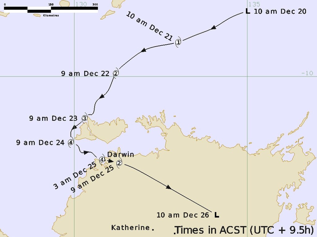 Path of Cyclone Tracy, BOM.