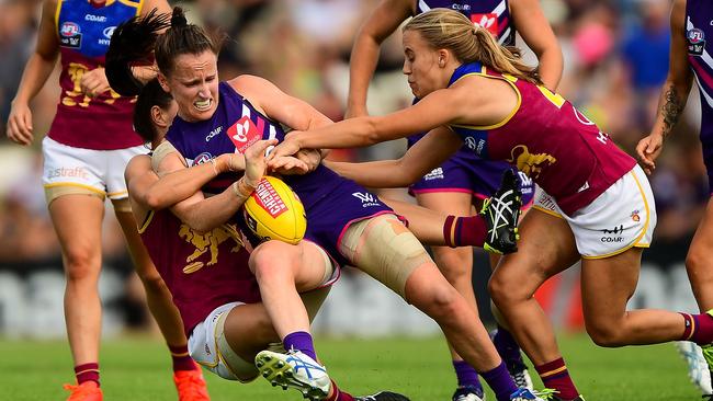 The Lions pressured the Dockers all game and proved too good in the end. Picture: Getty