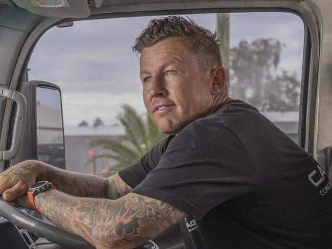 WEEKEND TELEGRAPHS SPECIAL. MUST TALK WITH PIC ED JEFF DARMANIN BEFORE PUBLISHING., Dean Ritchie EXCLUSIVE sit down with Todd Carney ex NRL bad boy now working as a Concreter on the Gold coast. , Must Credit Peter Wallis