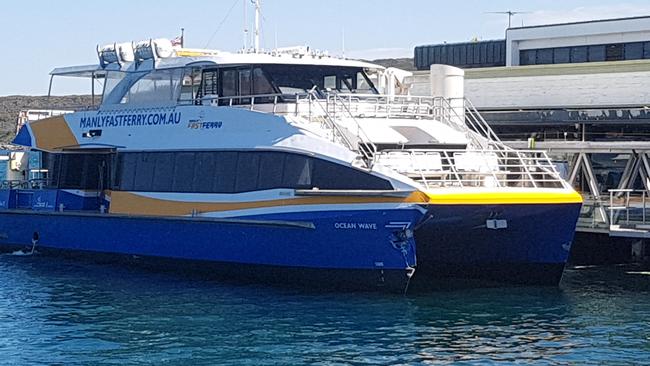 Damage to the Manly Fast Ferry in 2017 after it crashed into the wharf with people on board.