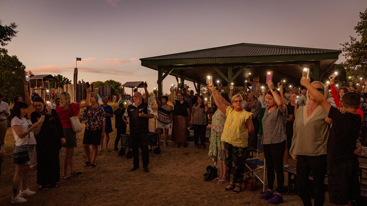 Mourners gathered in the Garden at a vigil for Samantha Murphy in Ballarat. Picture: NCA NewsWire / Tamati Smith