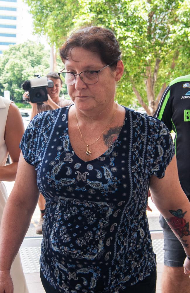 Deborah Karen Mason, 50, and her son Joshua Gary Mason, 23, allegedly tried to cover up a fatal hit and run by burying 50-year-old grandmother Kumanjayi Napurrurla Dixon in an unmarked grave on Monday May 30. Deborah appeared in Supreme Court on Wednesday December 13. Picture: Pema Tamang Pakhrin