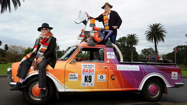 Geoff Abrahams and cousin Robert Lewis took part in the 2013 Variety Club Bash in this 1969 Austin 1800 utility. Picture: News Limited