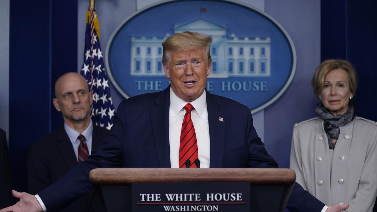 President Donald Trump during press briefing with the coronavirus task force, at the White House, Thursday, March 19, 2020, in Washington. Picture: AP /Evan Vucci.