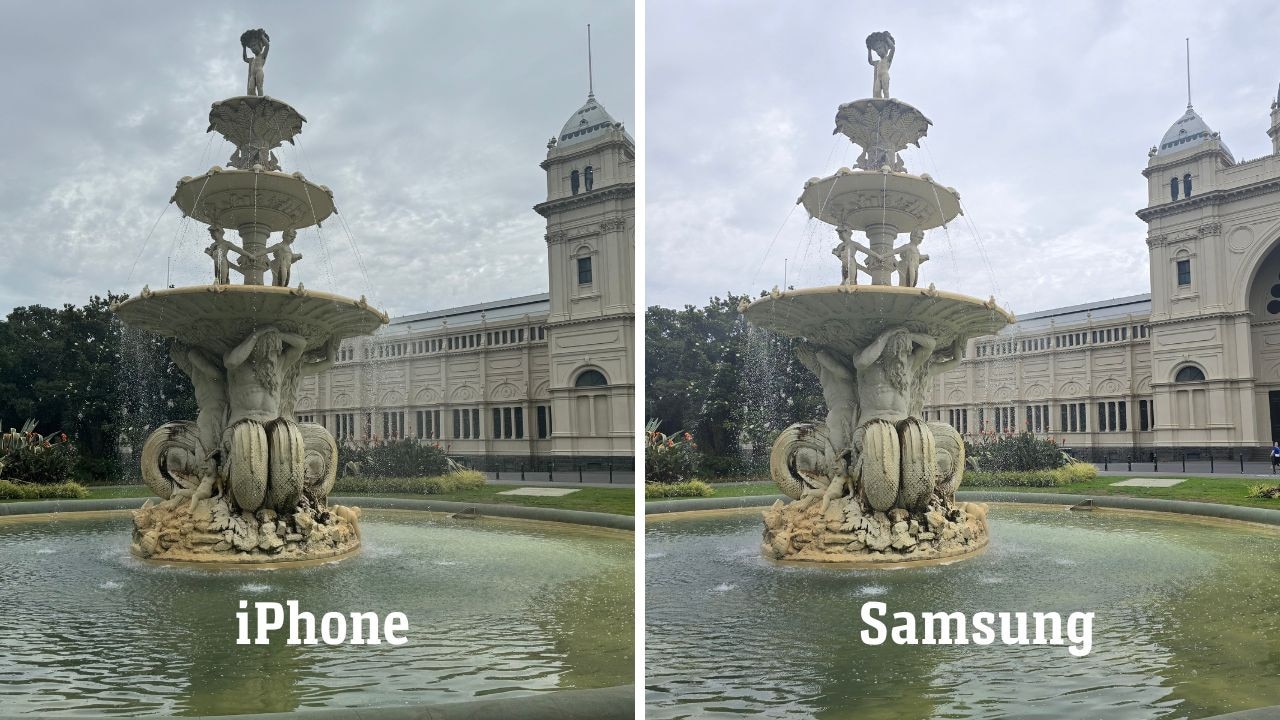 Zooming out and taking a regular photo of the whole fountain scene, the textures on the iPhone photo are a bit more accurate and detailed. Picture: Supplied