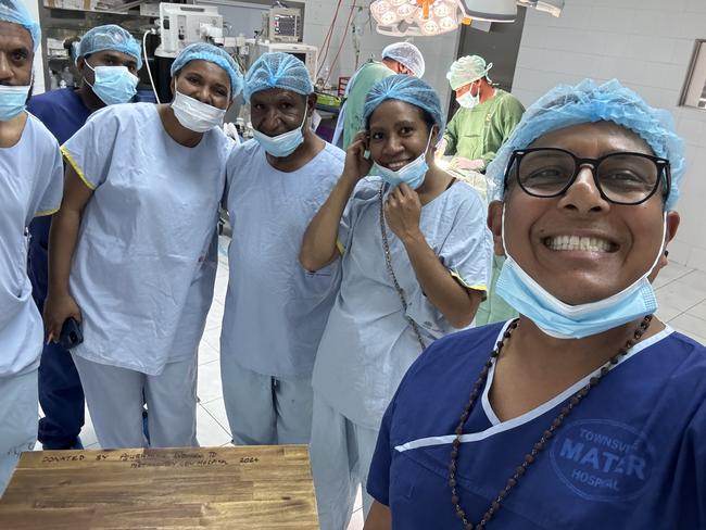 Professor Ajay Rane with staff at the Port Moresby Hospital. Picture: Supplied