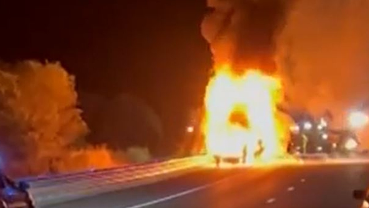 Truck carrying lettuce crushes, drags car before bursting into flames | The  Courier Mail