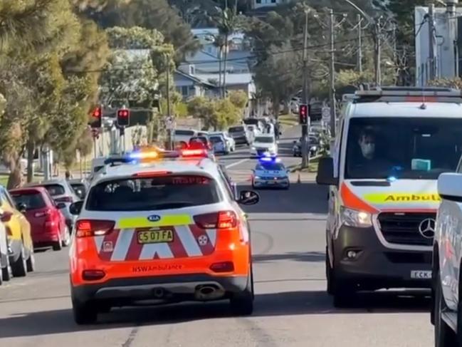 Emergency service at the location on Anzac Ave, Collaroy, where Alfie Darby was hit by a 4WD on July 30, 2023. Picture: 7 News