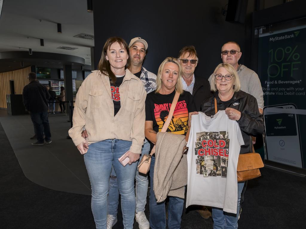 Cold Chisel The Big Five-0 tour - Jude Crosswell, Marc Cowen, Chantal Finn, Ricky Finn, Lindy Foster and Phil Webster. Picture: Caroline Tan