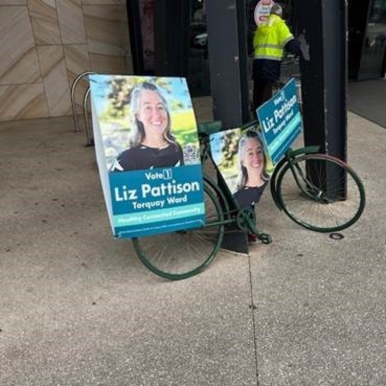 Current mayor Liz Pattison also has a corflute laden pushy. Picture: Facebook