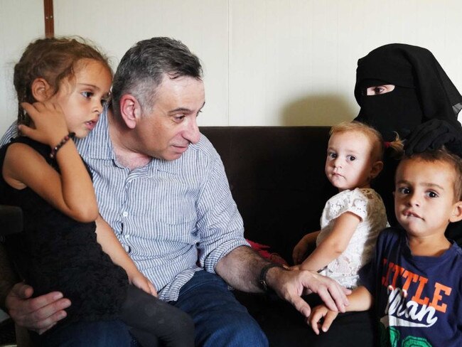 Kamalle Dabboussy reunites with his daughter Mariam Dabboussy and her three children when in Syria. Source: ABC