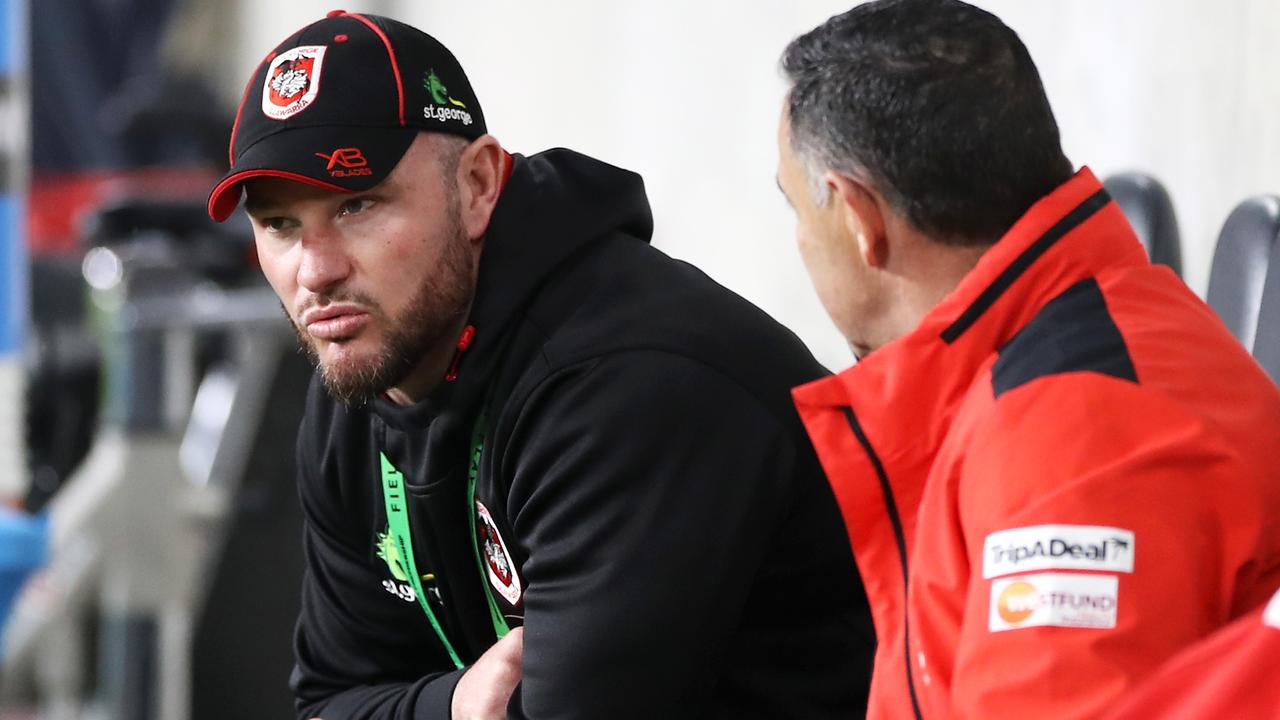 Interim Dragons coach Dean Young (left) will depart the club at season’s end. (Photo by Mark Kolbe/Getty Images)