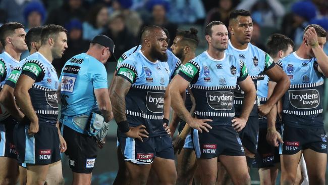 NSW players look on during their loss in State of Origin I. Picture: Brett Costello