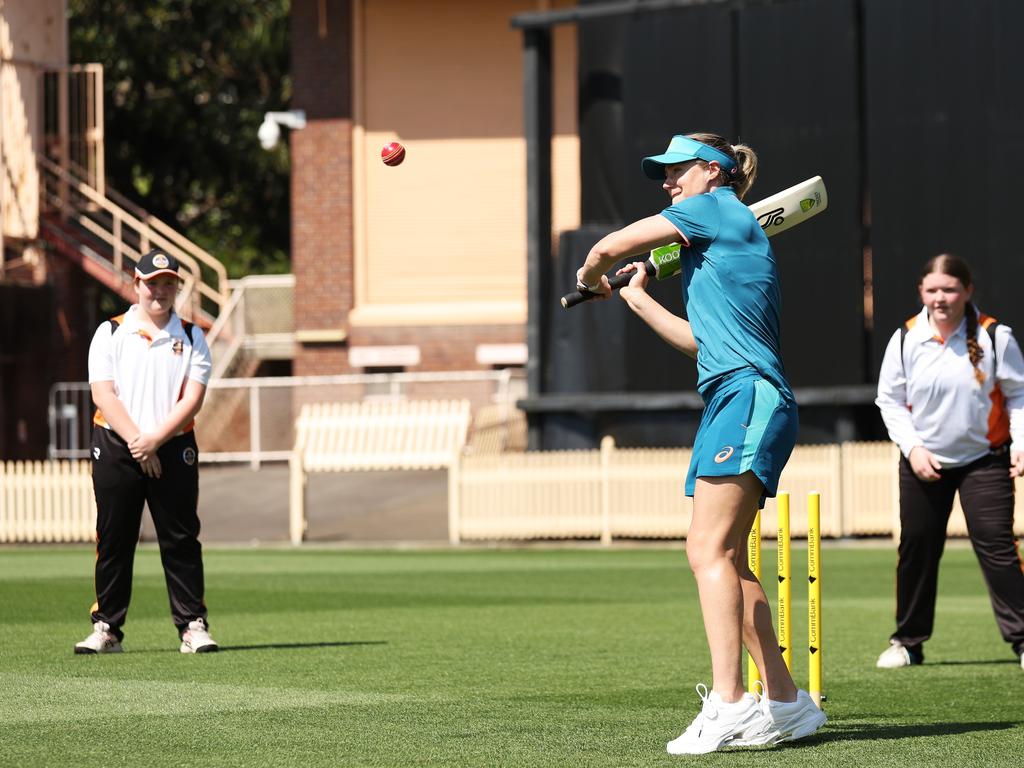 Ellyse Perry was on hand to launch the summer of cricket at North Sydney Oval on Friday. Picture: Matt King/Getty Images for Cricket Australia