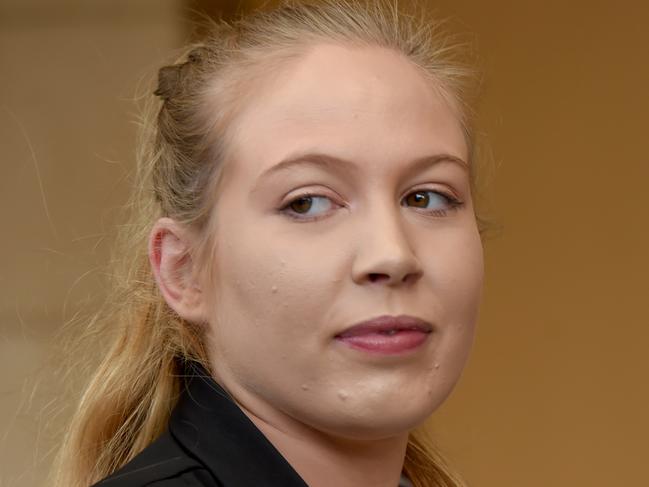 ADELAIDE, AUSTRALIA - NewsWire Photos SEPTEMBER 11, 2020: Hannah Ivens, leaving the Supreme Court after being handed a suspended sentence.Ivens has admitted helping her ex-partner Dennis Childs, who's been charged with shooting another man following a dispute over a watch at Morphett Vale in October 2018. Ivens drove Childs to her house and helped him destroy evidence.Picture: NCA NewsWire /  Picture: Naomi Jellicoe