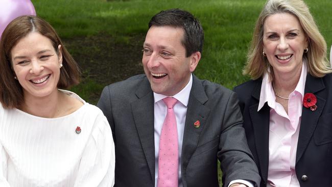 New polling shows the Matthew Guy-led Coalition is clawing back support with its attacks on eight years of Labor government. Picture: Andrew Henshaw