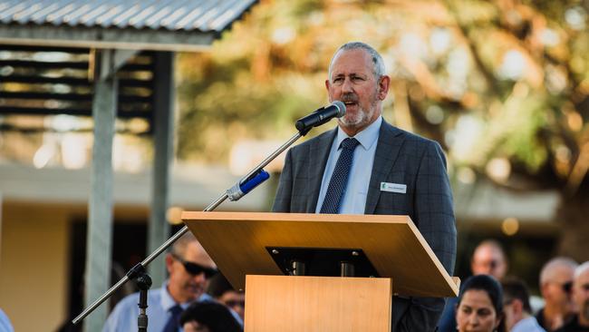 Isaac Regional Council CEO Gary Stevenson was the emcee for the Moranbah Miners' Memorial unveiling and service.