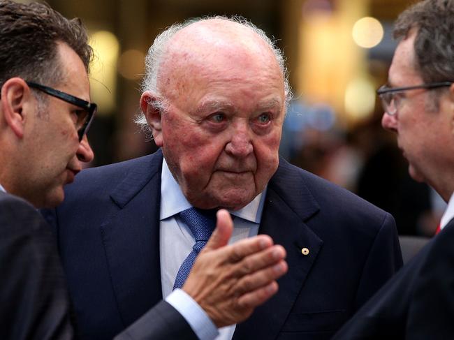 Dr Marc Besen AO Founding Director Highpoint Property Group chats with guests during the official opening of David Jones at the Highpoint Shopping Centre in Maribyrnong, Melbourne on Thursday 14th March, 2013. N38WT207