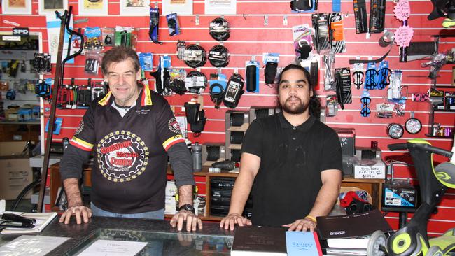 Gladstone Bicycle Centre owner David McIntosh and apprentice Dale Reilly sold more than 150 bikes in six weeks during a Gladstone cycling revolution. Picture: Rodney Stevens