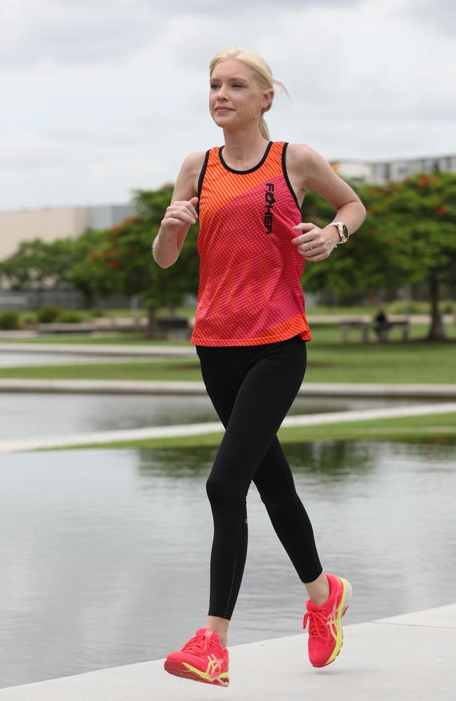 Kate Phillips, 35, had a double lung and heart transplant in 2013, and now competes in half marathons, marathons and ironmen races, Newstead. Picture: Liam Kidston