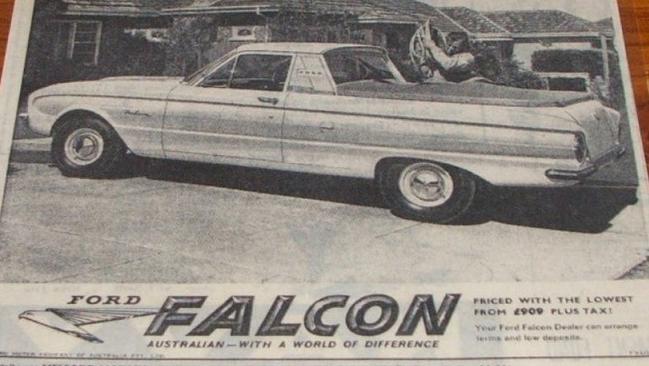 An advertisement for the Ford Falcon ute, from 1961. Picture: Supplied.